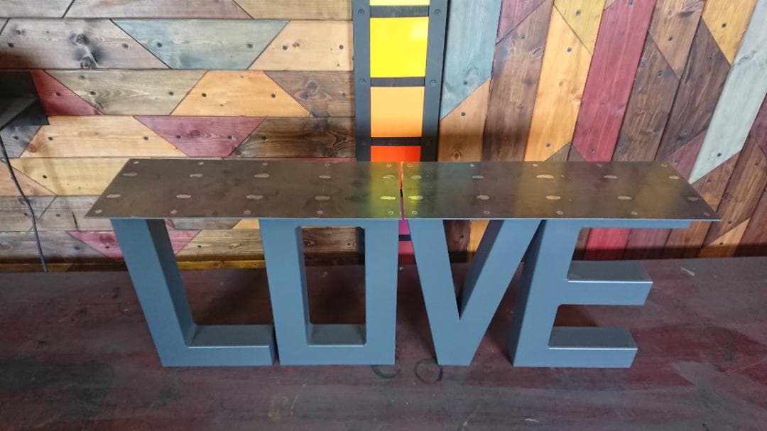 マットグレーでアイアンな極太鉄脚♪ 50×400×350mm LOVE型 2脚 家具