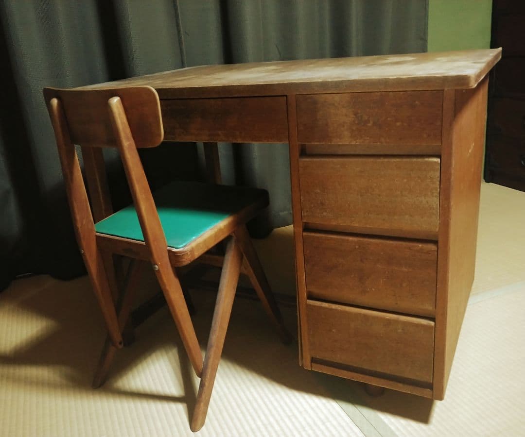 昭和初期アンティーク木製文机デスク