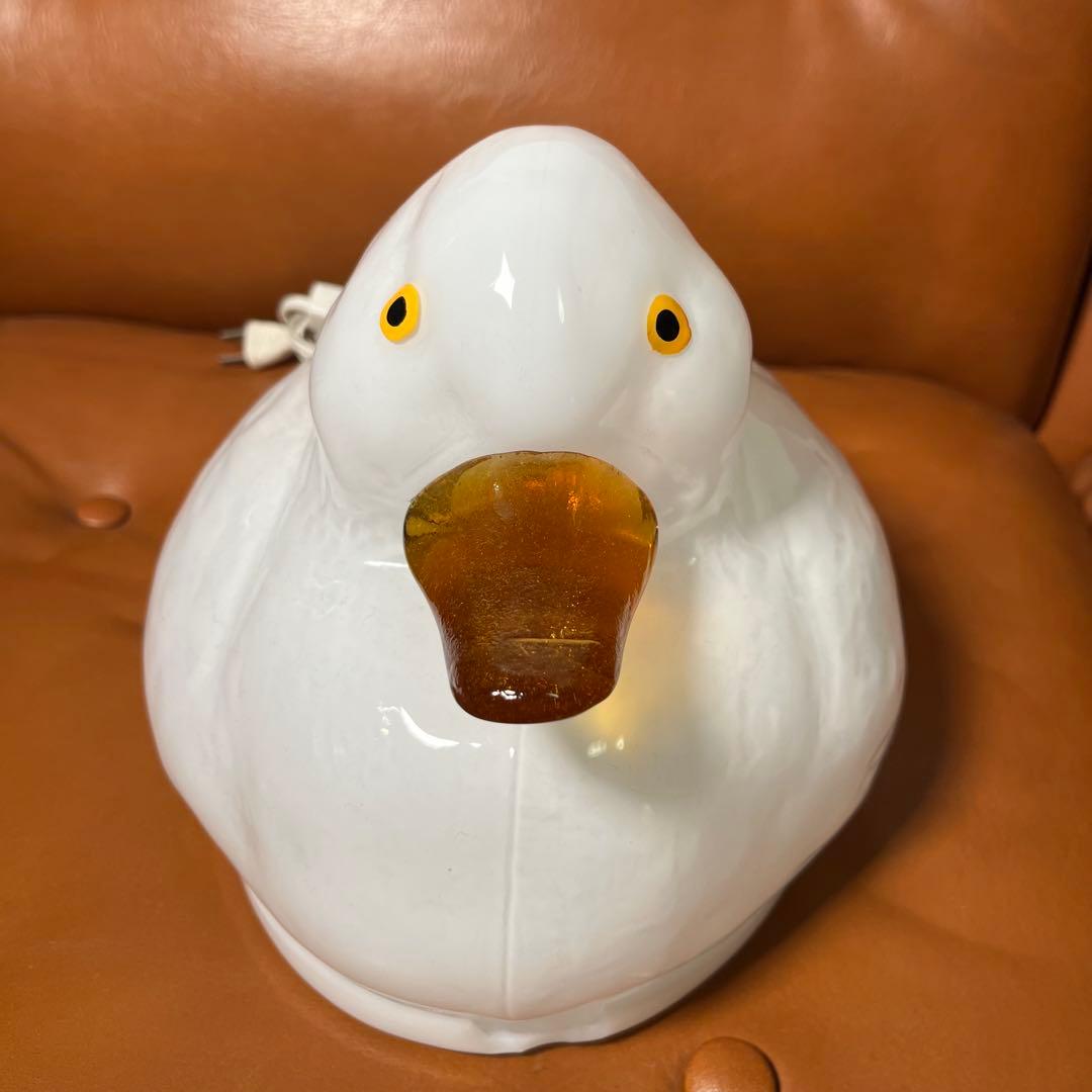 希少 当時物 アヒルスタンドライト 乳白色 ガラス 照明 ランプ