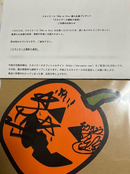 スカイピース 撮影小道具 直筆サイン入