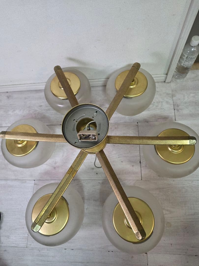 フロストガラス6灯シーリングライト照明 昭和レトロ ガラス