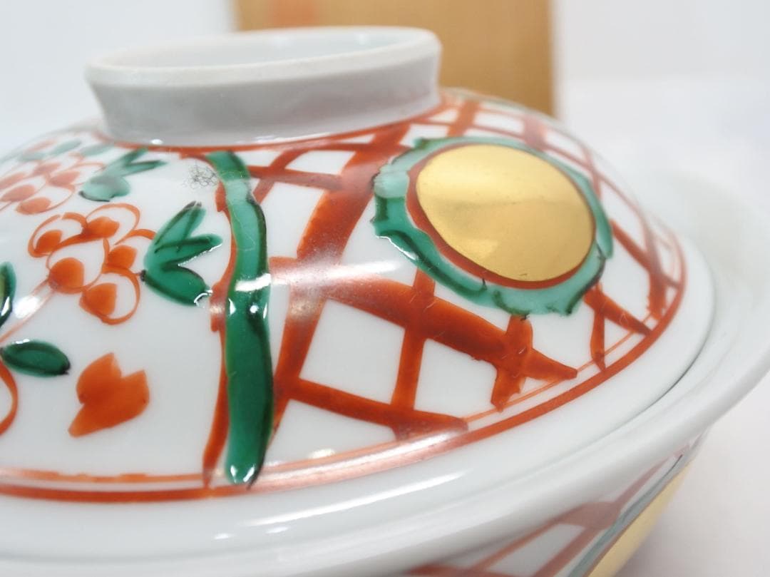 未使用 人間国宝 加藤卓男 幸兵衛窯 呉須赤絵蓋向付 5客揃 未使用 人間