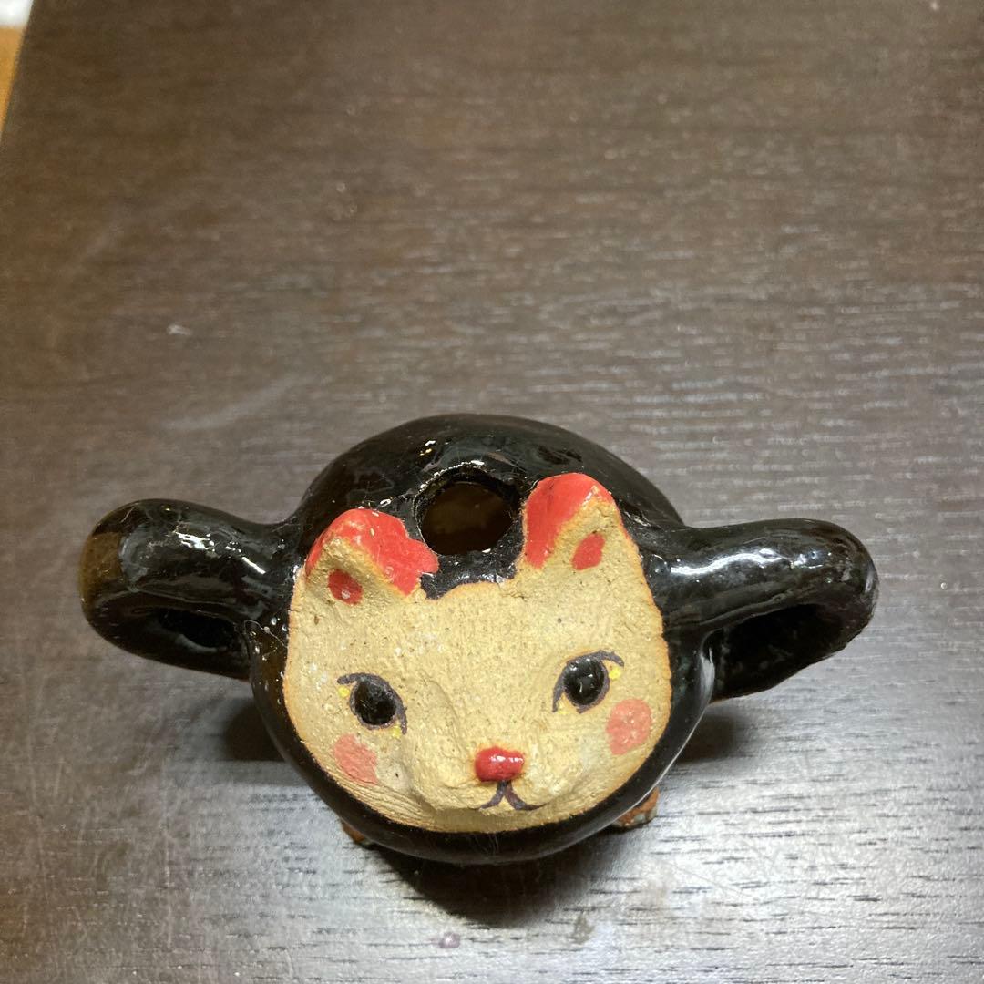 猫の顔 陶器の置物 小室幸雄さん 美術品・アンティーク・コレクション