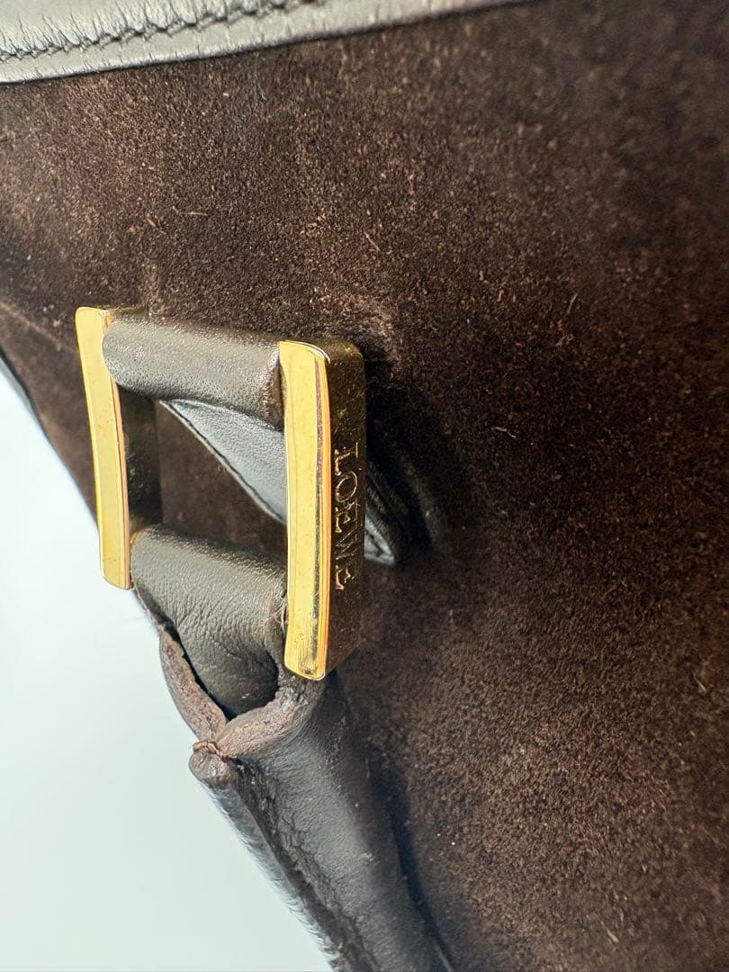 ロエベ ハンドバッグ メンズ レディース アマソナ32 焦げ茶色 ロゴ