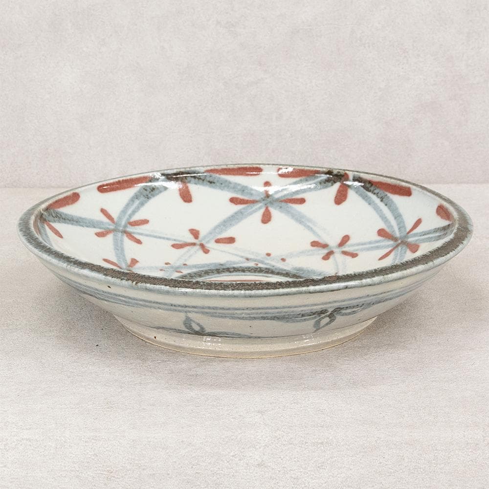 河井久 飾り皿 大皿「花紋鉢」直径34.1cm 共箱 河井寛次郎・河井武