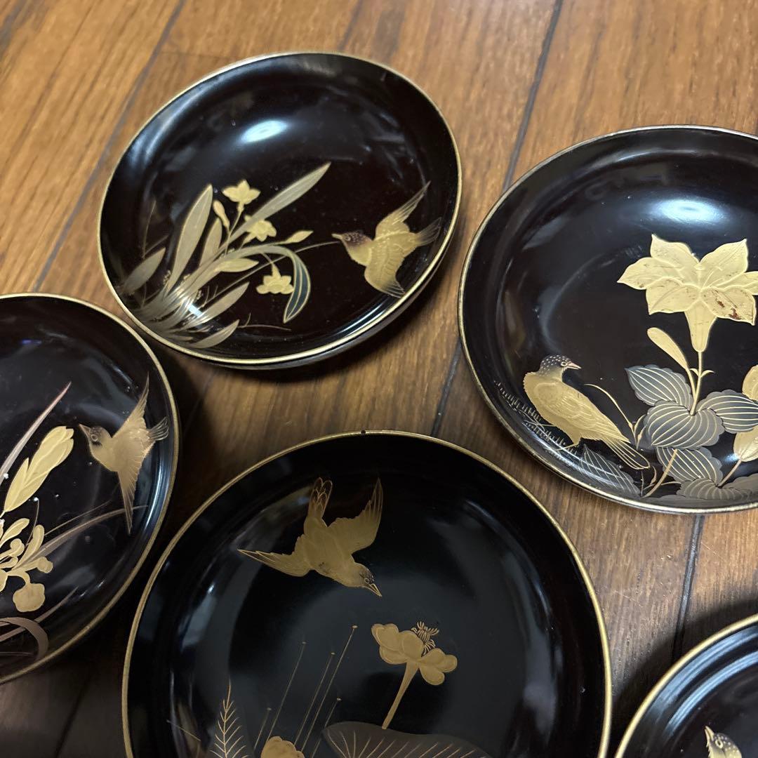 特別出品　アンティーク蒔絵が素敵な菓子皿10枚　鳥と花　風情あり　茶道具