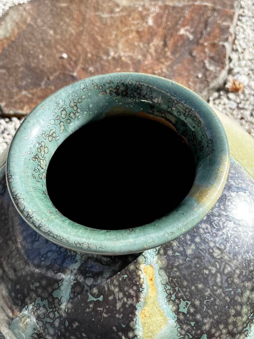 上野焼 壺 青柳不老園 アンティーク 木箱付