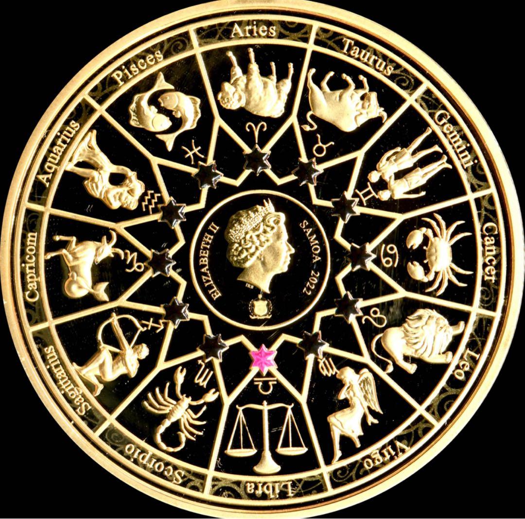 PCGS MS69 サモア 2022 20C金メッキ銅貨 十二星座 発行3千枚 少年隊