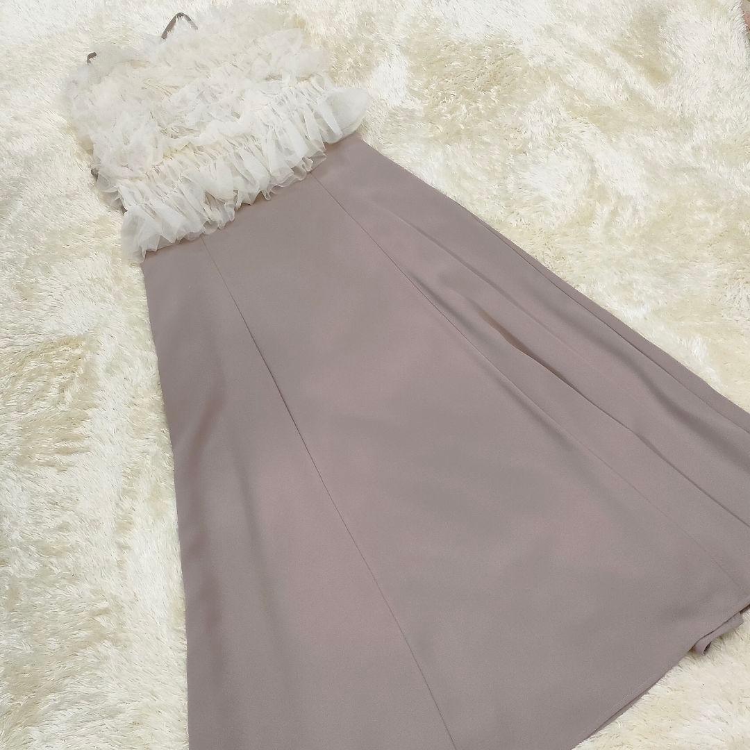 新品タグ無★シャーリングチュールトップス セット ドレス ニアナ L ベージュ