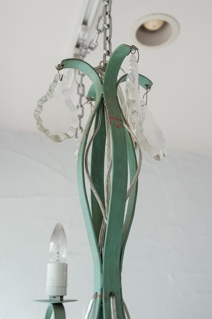 人気 ミントグリーンのアンティークシャンデリア