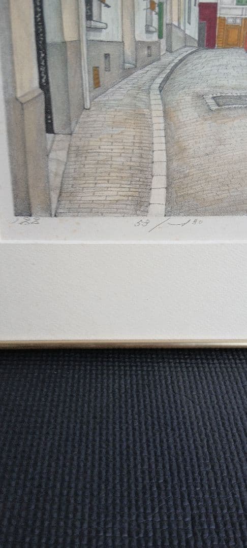 真作】服部 和三郎 「モンマルトル風景」 リトグラフ 版画 53/180