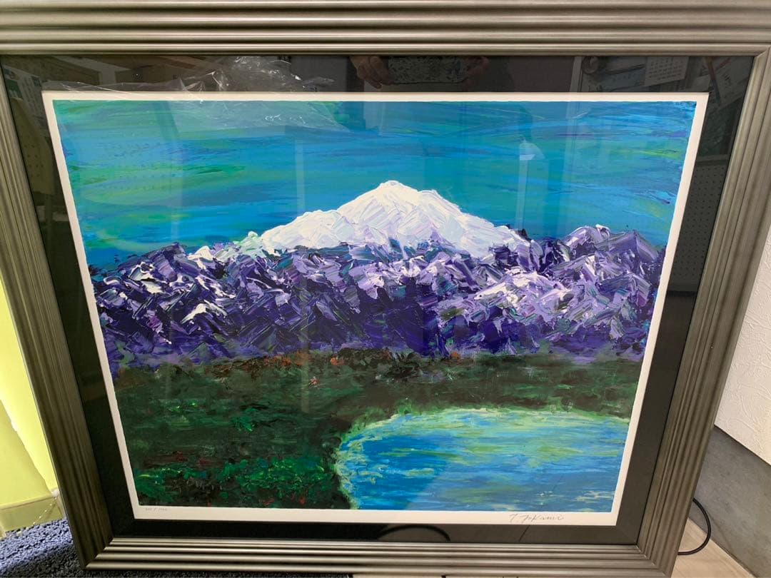 深見東州　「晴天でキラキラしている白山と柴山潟」 Toshyu Fukami】深見東州 晴天でキラキラしている白山と柴山潟