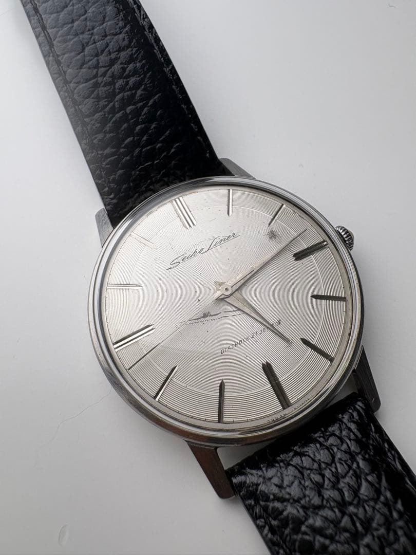 【OH済】SEIKOセイコーライナーSSダイヤショック21石メンズ腕時計手巻き