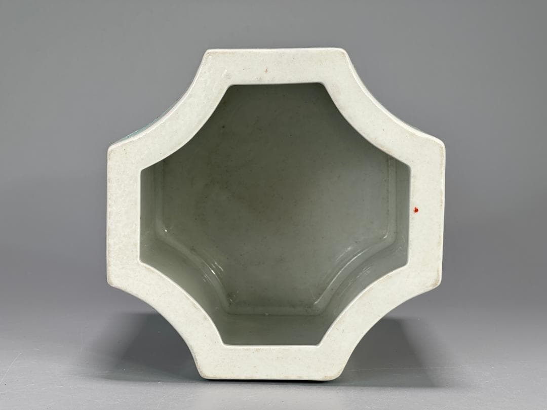 中国 清 粉彩 桃文 花卉文 八角形花柄筆筒 花瓶