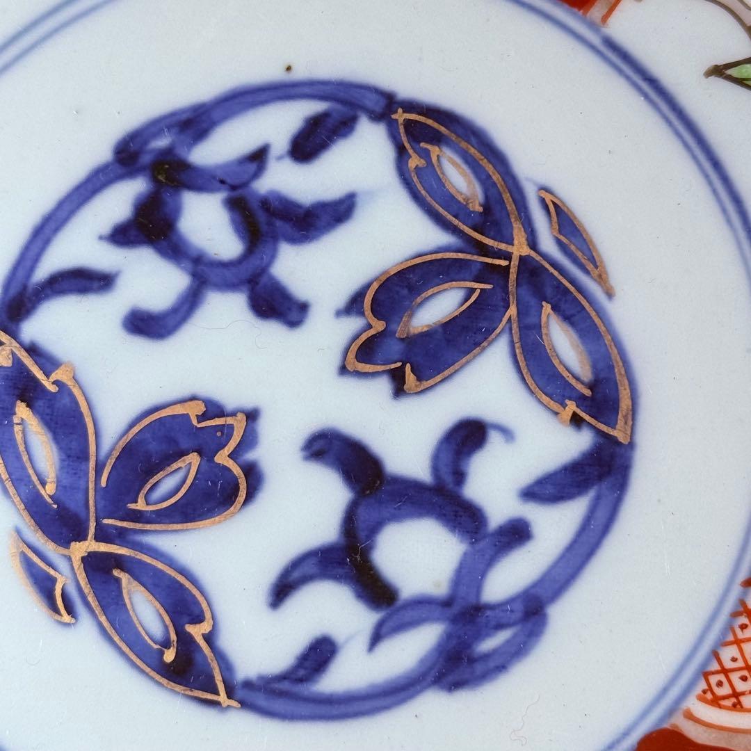 古伊万里 色絵三方柘榴鳥文様七寸皿 8枚 直径21.8㎝ 料理屋 古器を