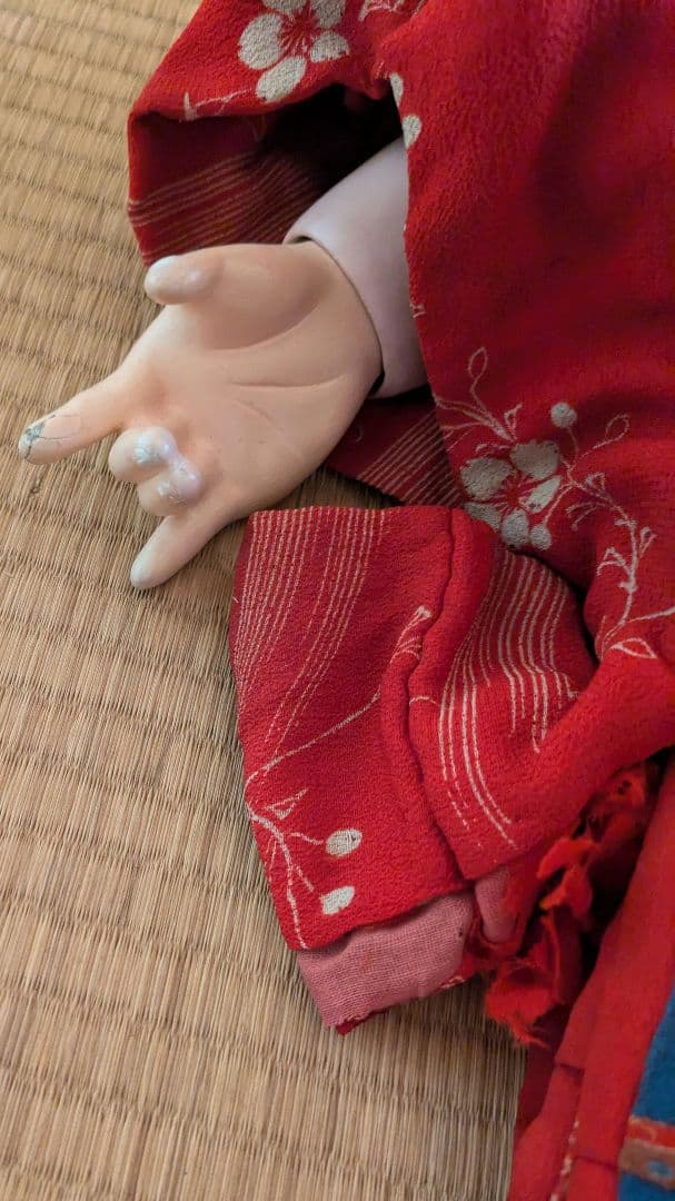 全長80ⅽⅿ 市松人形 幕末 高級武士 江戸縮緬 ビスクドール 爪切り