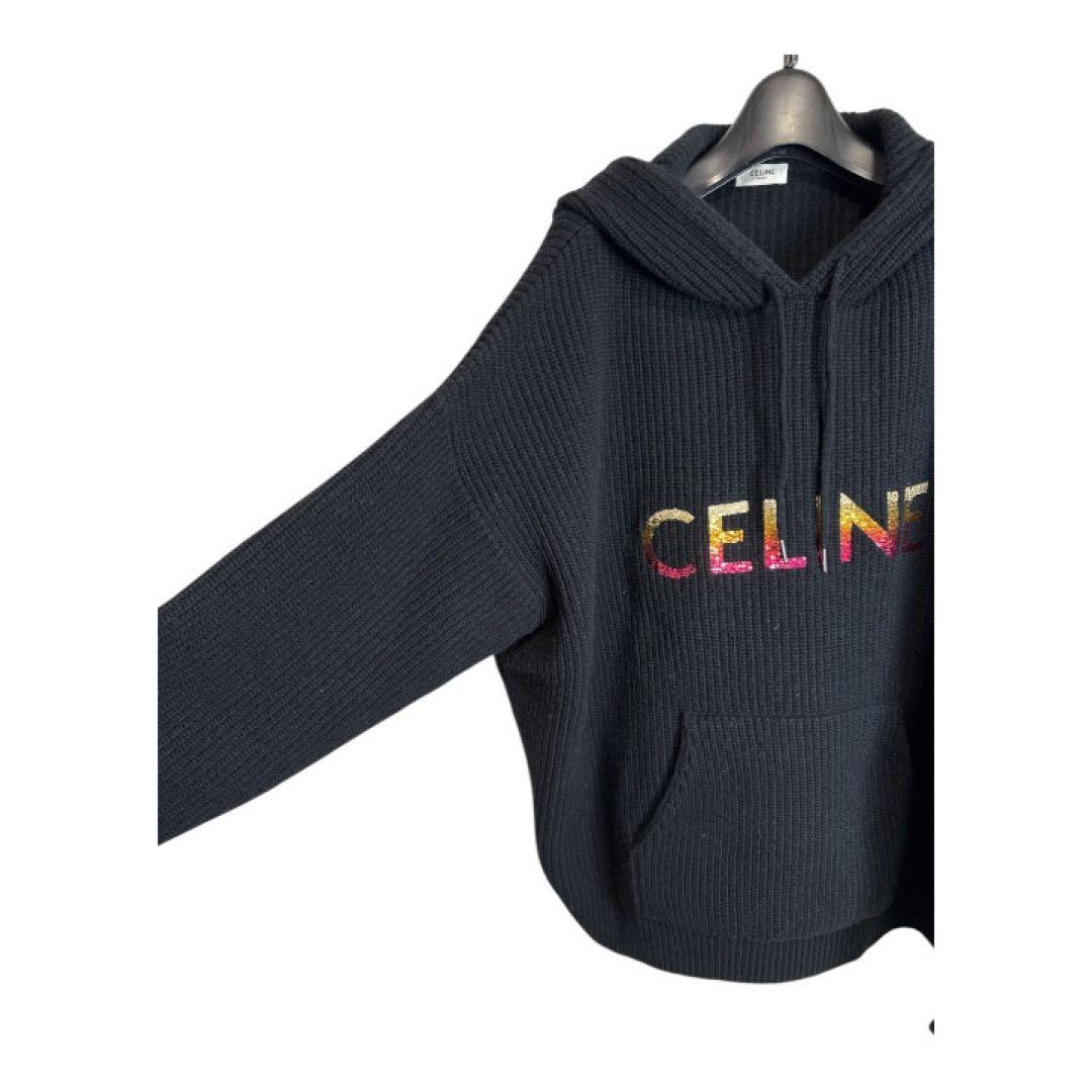 kkk 　CELINE セリーヌ ロゴ ウールニットパーカー 伊製
