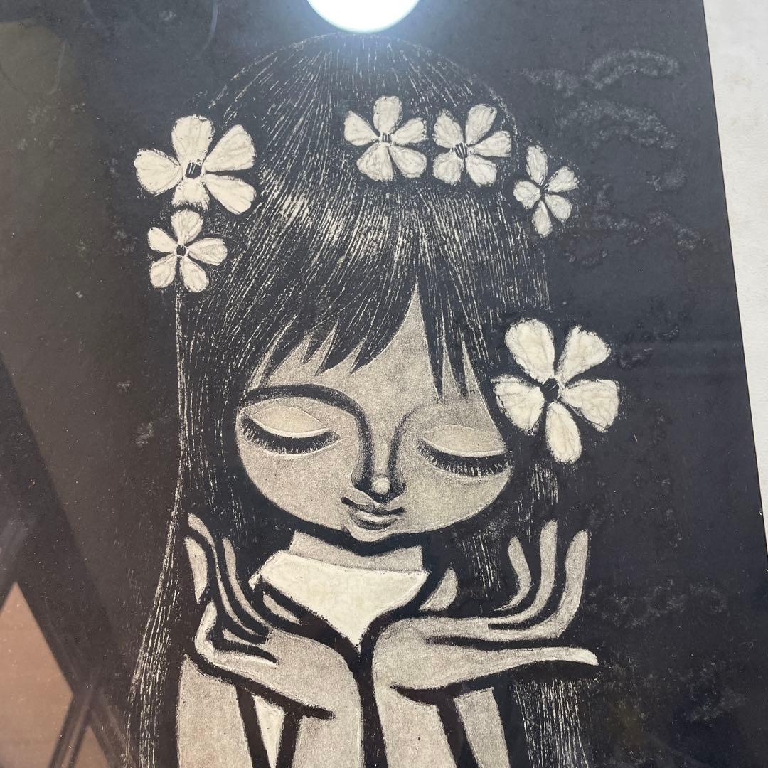 a*1様 Shun Takeda ？木版画 花飾り？QW4396