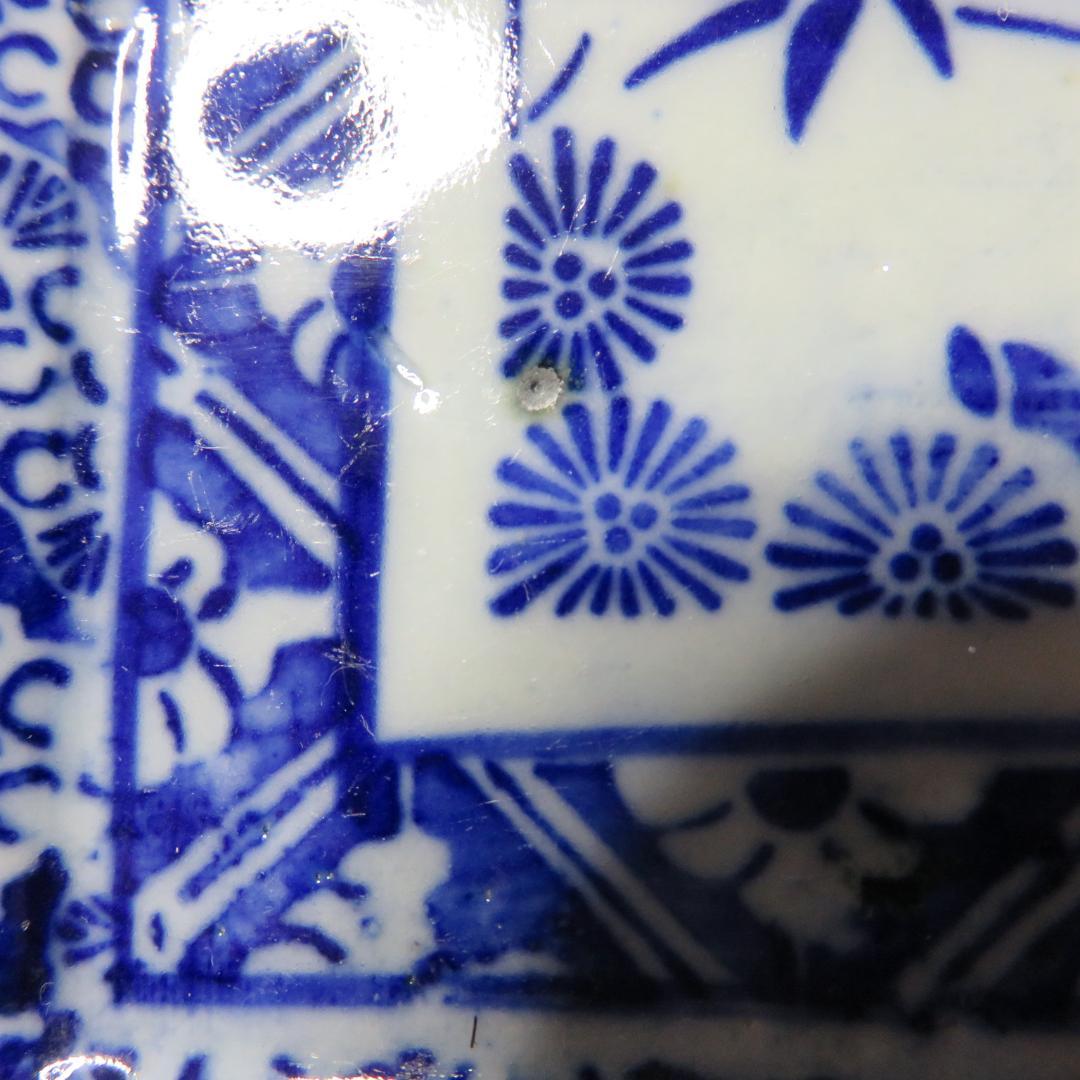 角皿 角長皿 印判 染付 微塵唐草 明治 大正 ベロ藍 松竹梅 窯傷の通販