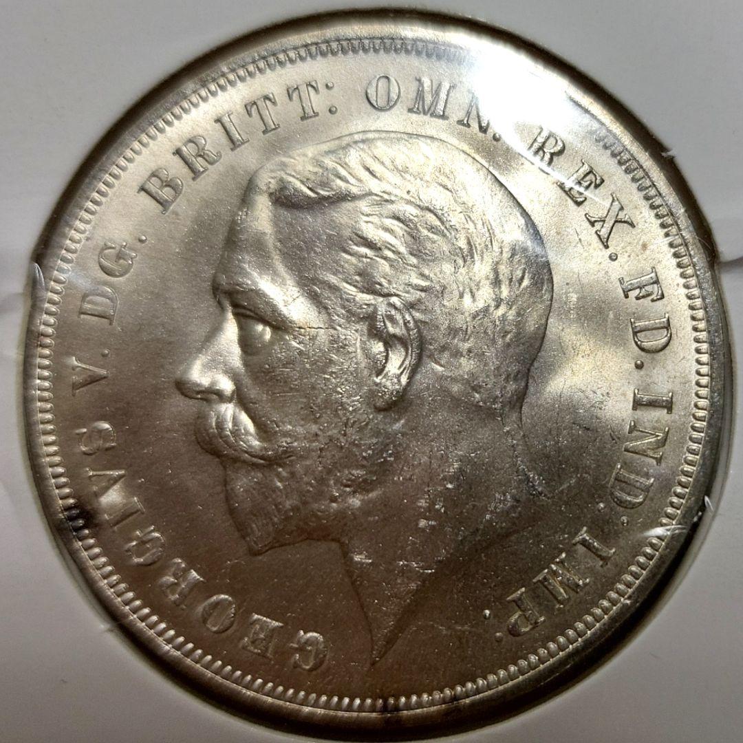イギリス 1935 年 1クラウン ジョージ 5 世 在位25 周年 イギリスジョージ5世のジュビリークラウン銀貨！王の即位25周年を記念