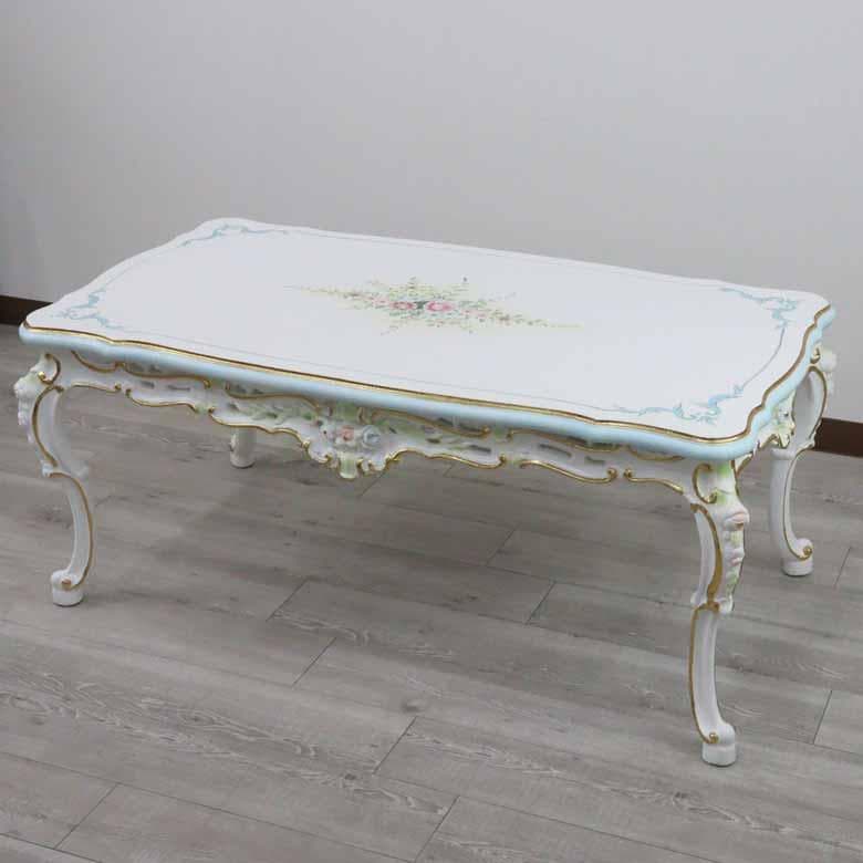 最新 ロココアンティーク 猫脚テーブル☆フレンチシャビー♡ホワイト