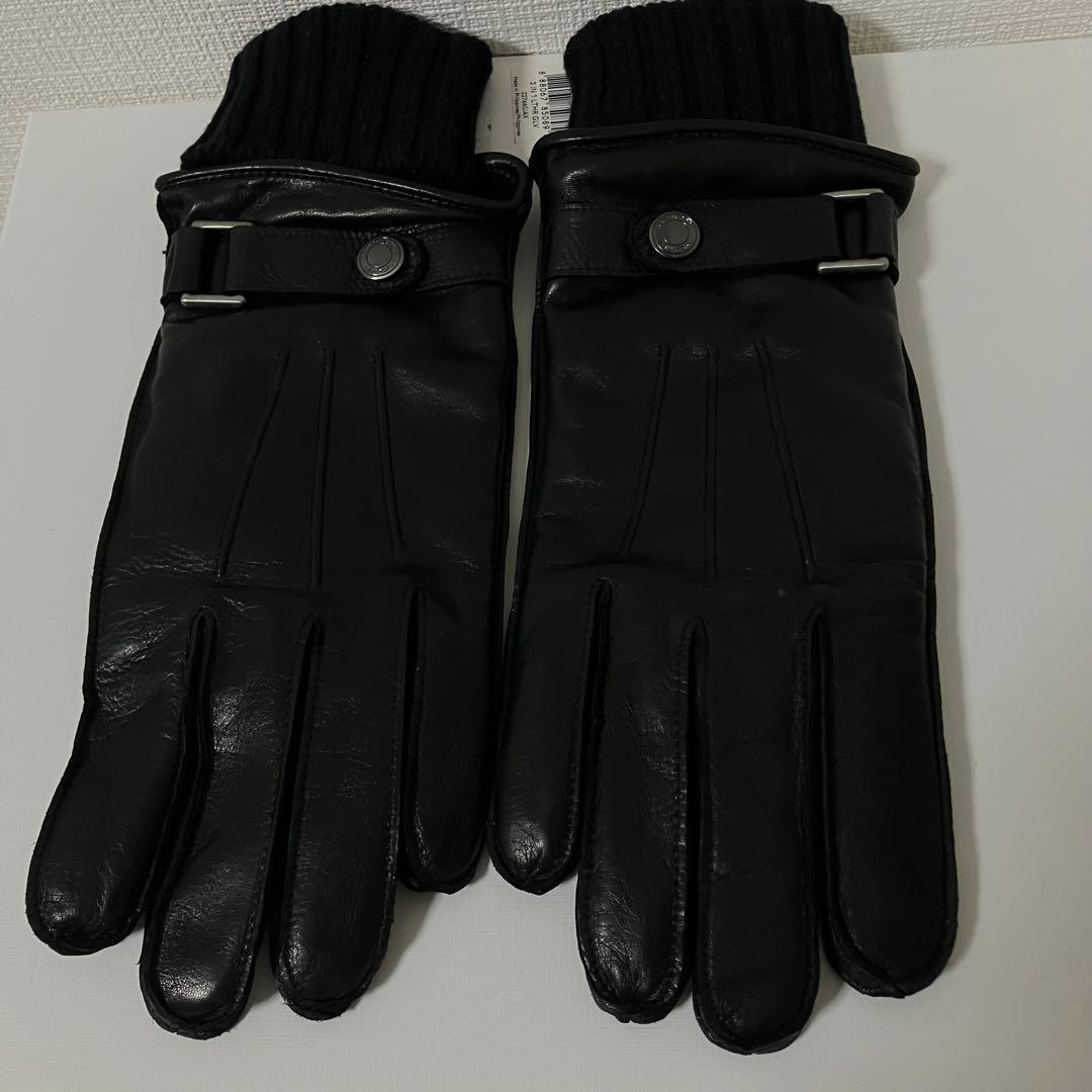 タグ付き新品】COACH コーチ 羊革メンズ レザー手袋 カシミヤ混 黒