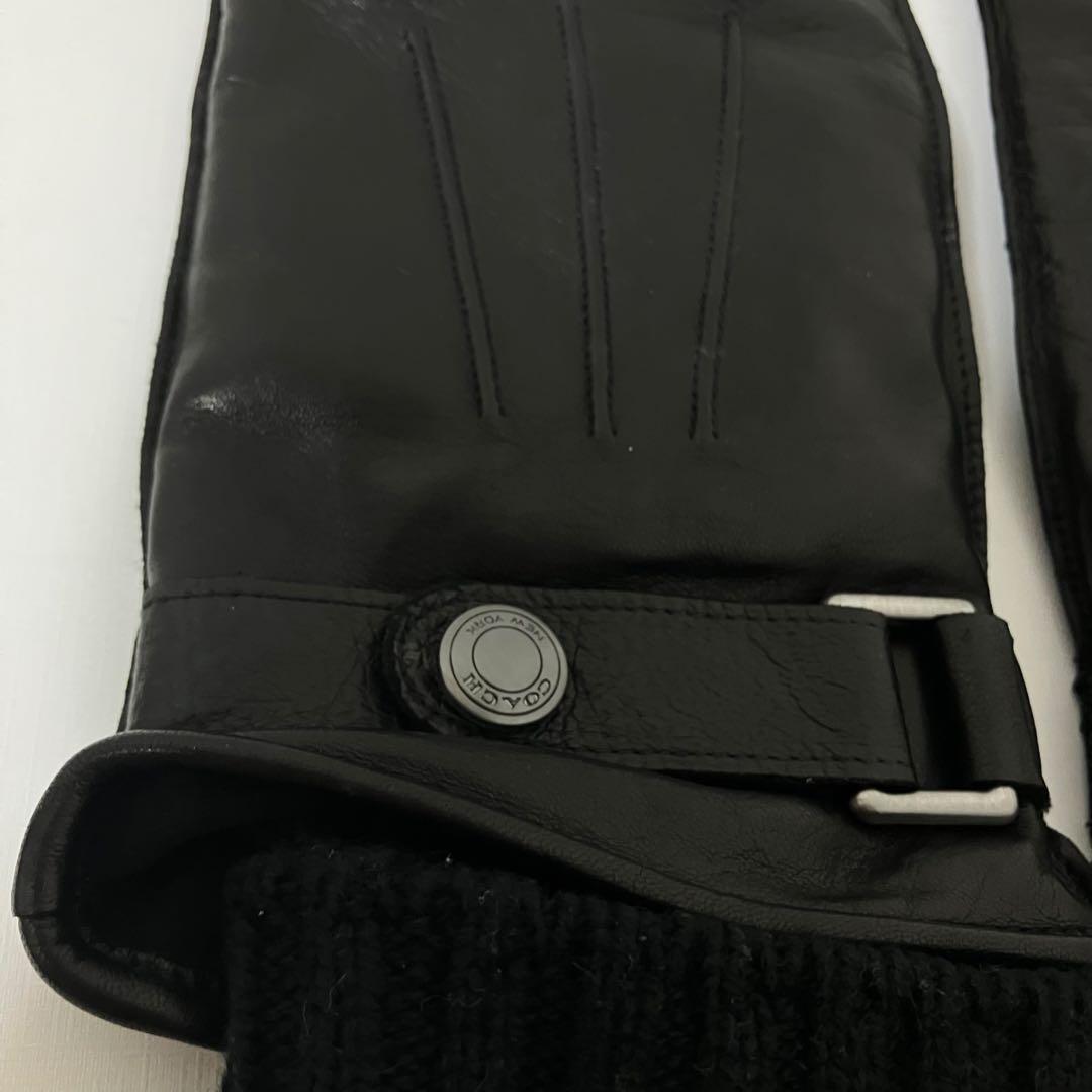 タグ付き新品】COACH コーチ 羊革メンズ レザー手袋 カシミヤ混 黒