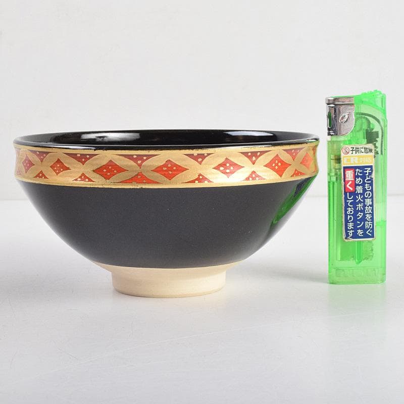 茶道具 京焼 平安景雲造 黒仁清七宝文 数茶碗 十客 共