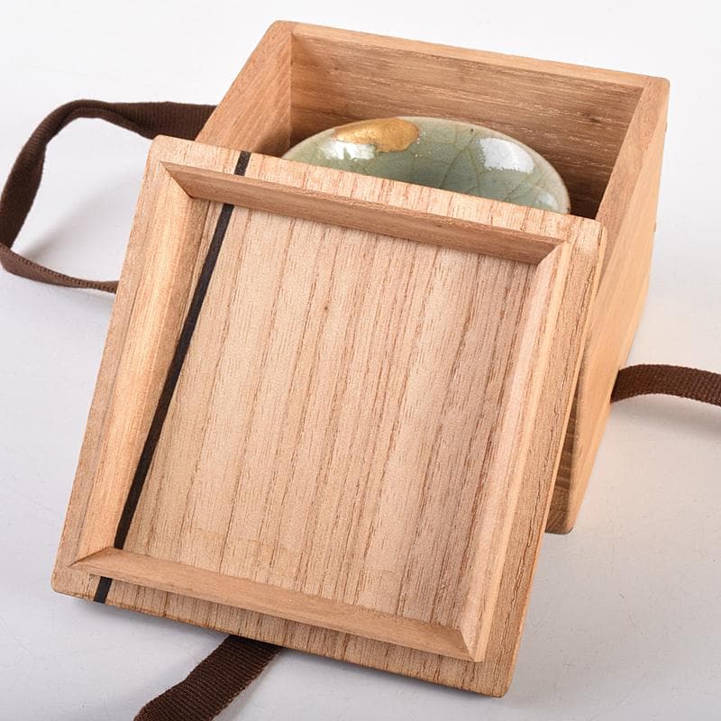 中国南宋哥窯金糸鉄線刻蓮弁文盃金継直し時代箱付VR7717