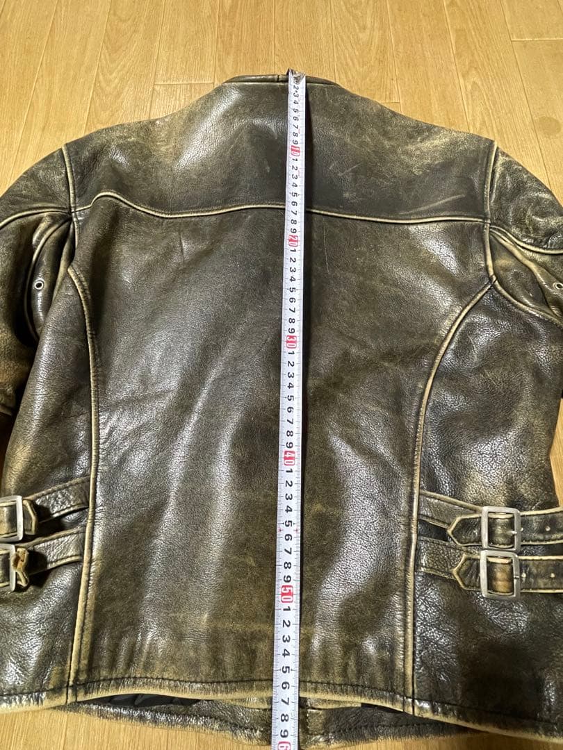 R.B.C シングルライダースジャケット ダメージ加工 ノーカラー