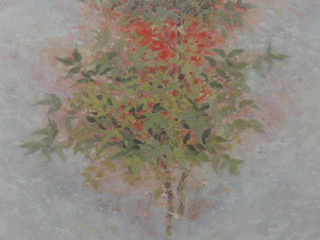 藤井範子、【春（なんてん）】、希少な額装用画集より、新品額装付、状態良好