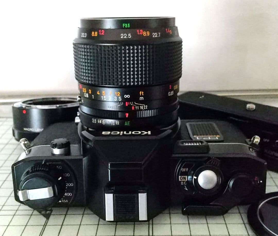 コニカ FP-1 フィルム 一眼レフ カメラ マクロレンズ ワインダー セット