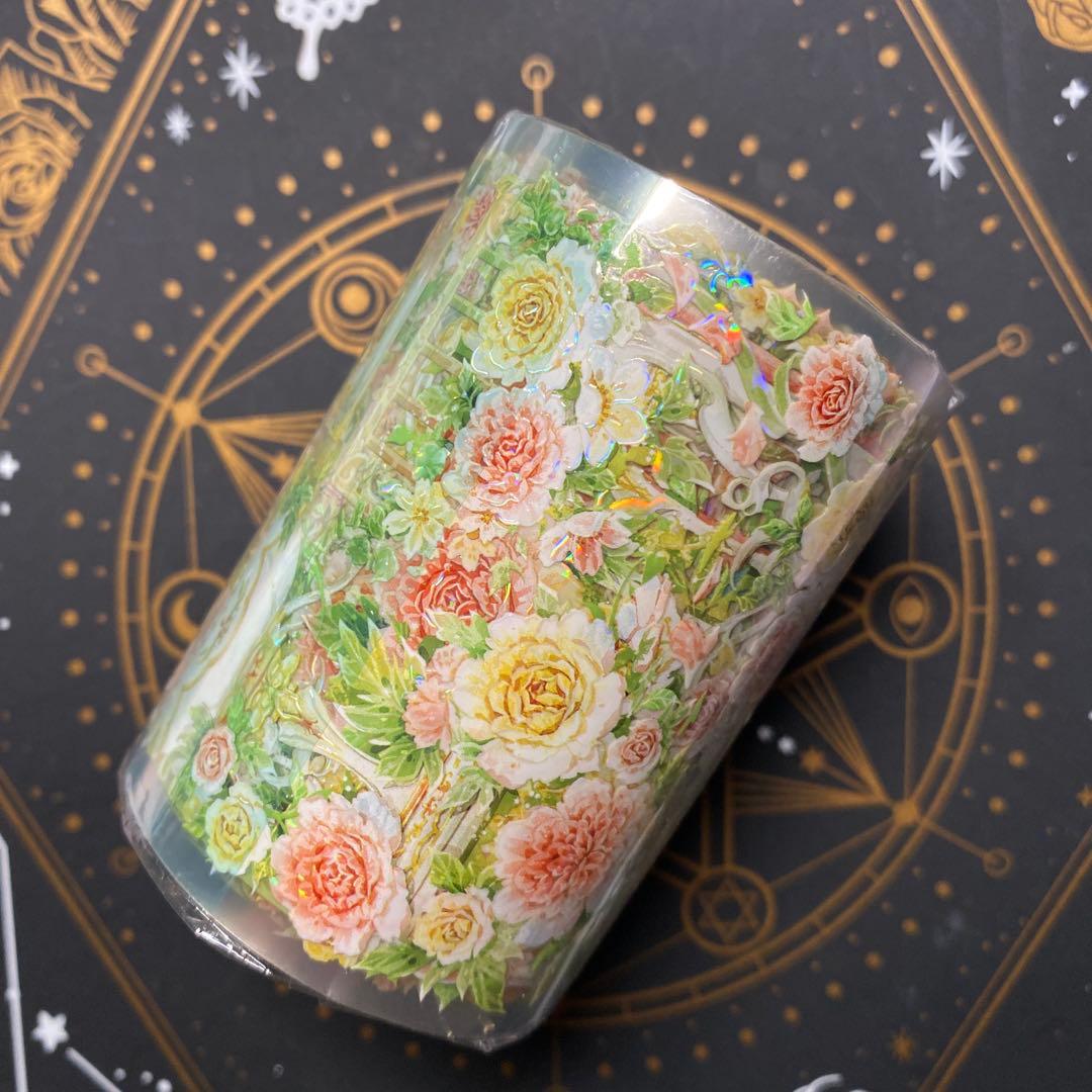 F1】海外 10m巻 貝殻光マスキングテープ 背景系/装飾系/お花系