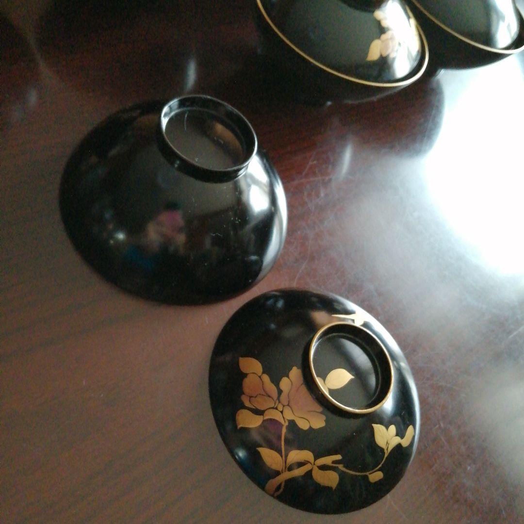 輪島塗　金彩蓋付吸物椀　10客　11.7cm　大正期