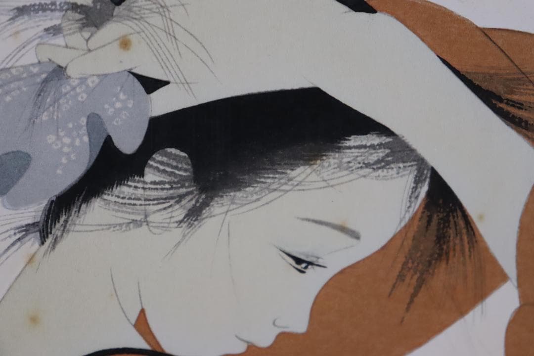 真作保証 中島潔 「ゆらめき」 木版画 直筆サイン有 儚げな女性画