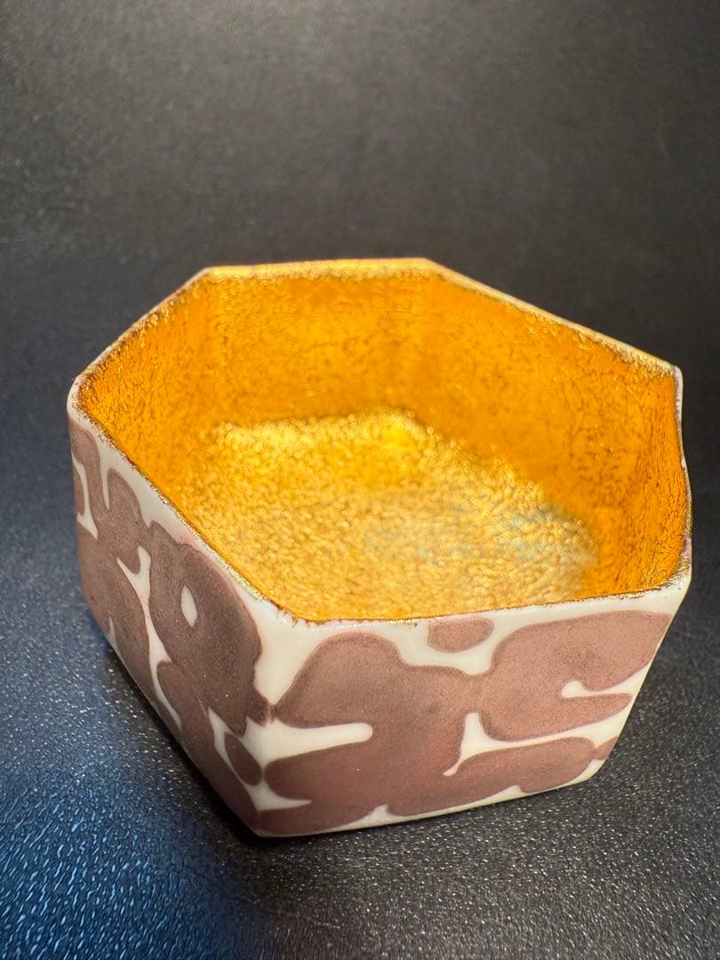 若尾経　金彩ぐい呑　共箱、共布、しおり