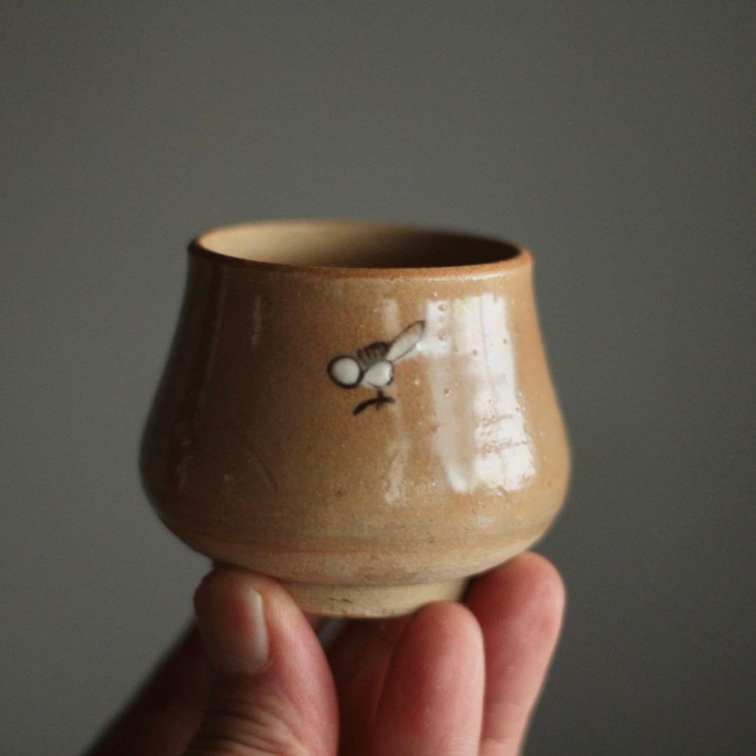 塩笥形 ぐい呑み 酒器 盃 古道具 アンティーク びわ色