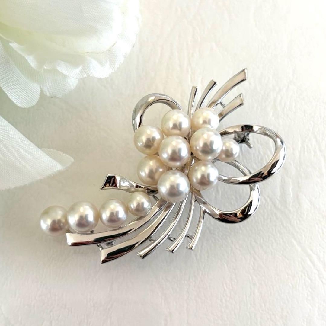 Mikimoto シルバー パール ブローチ