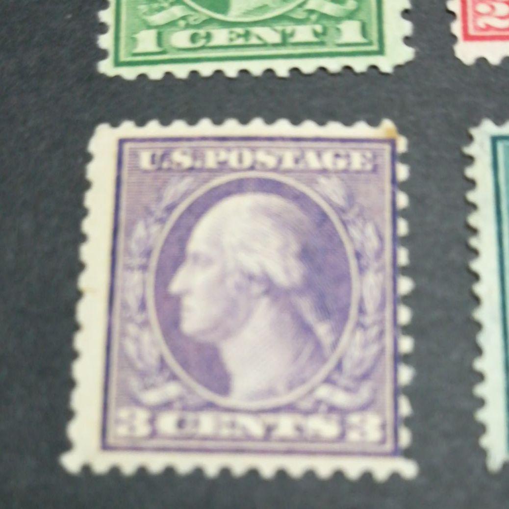 超貴重切手」アメリカ古切手1910年代ワシントン像未使用4種