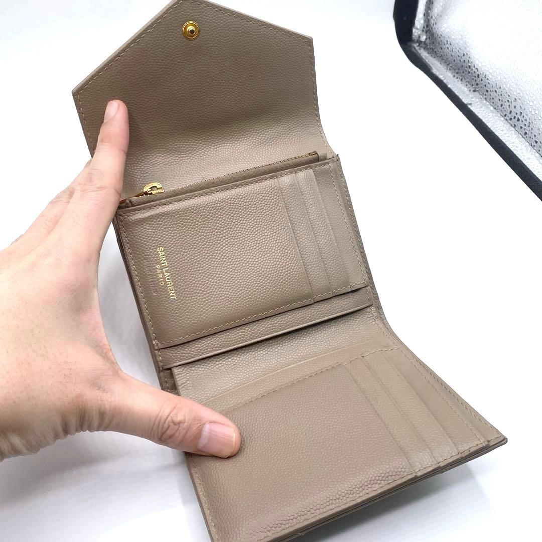 箱付き⭐サンローランパリ 三つ折り財布 キルティング YSL カサンドラ