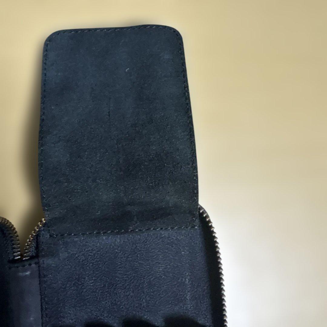 バハギア&クラフト　ラウンドジップ型ペンケース　オリジナルブラック　革の定規