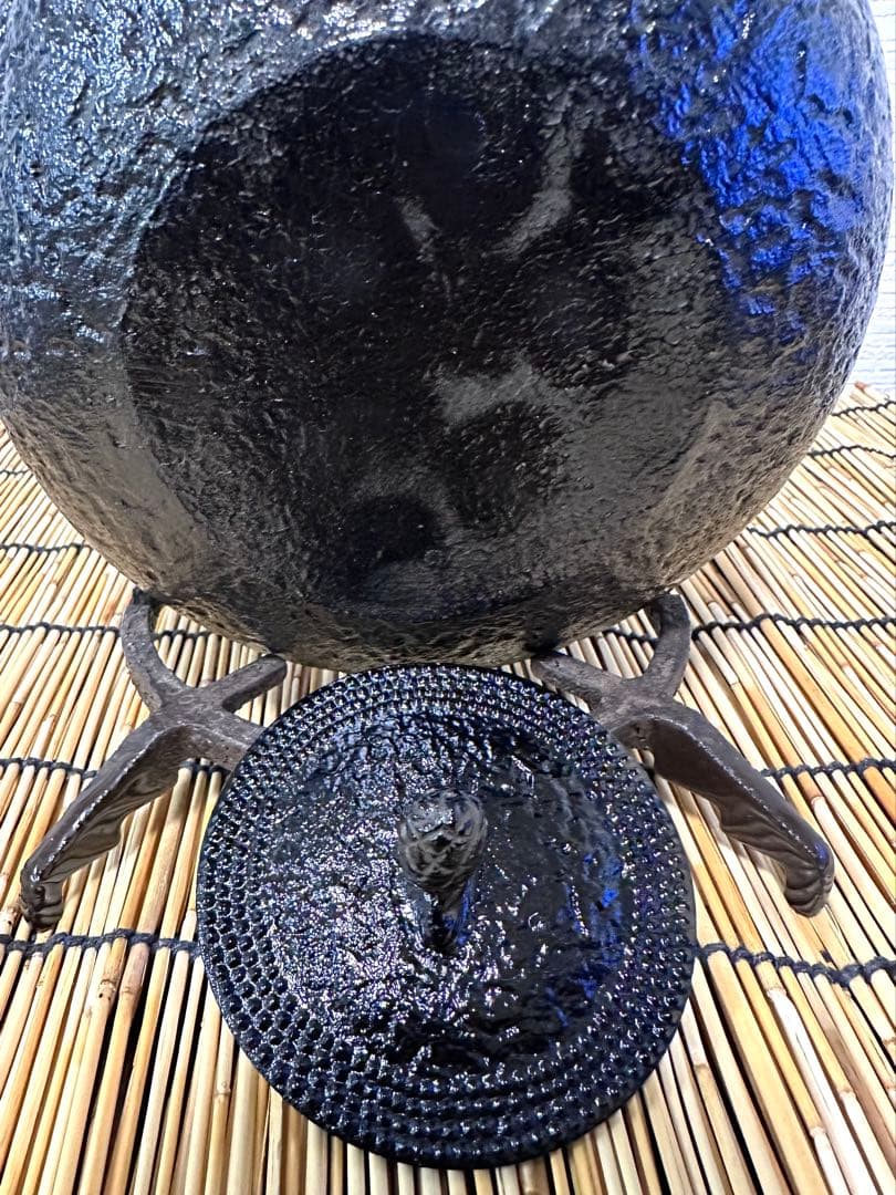 未使用品 南部及春鋳造 名工金秀造 捻鉉算盤形アラレ南部