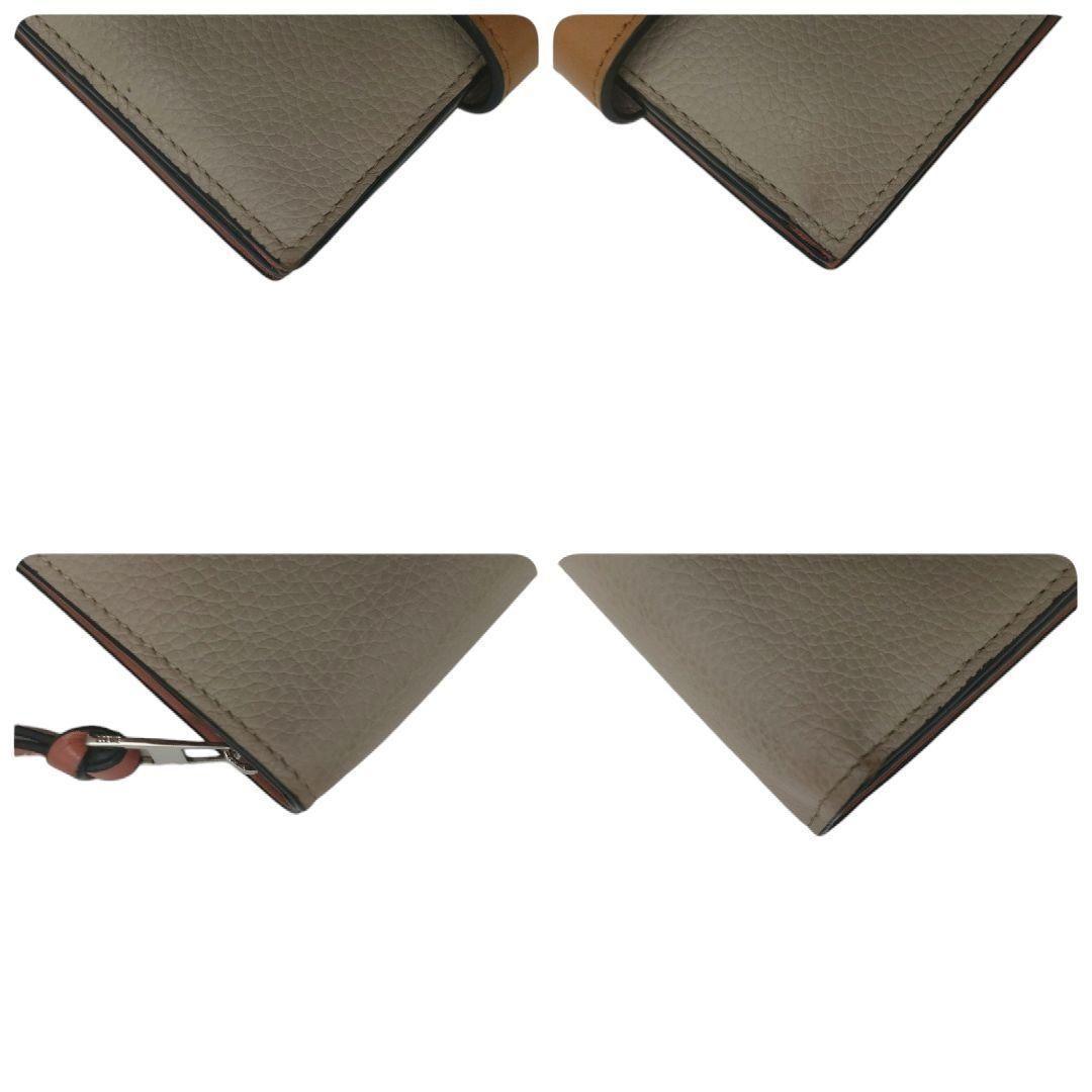 ロエベ　折り財布　コンパクトジップウォレット　アナグラム　ベージュ