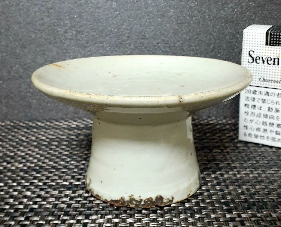 朝鮮古美術 朝鮮古陶磁器 古玩 李朝白磁 堅手 高付皿 台