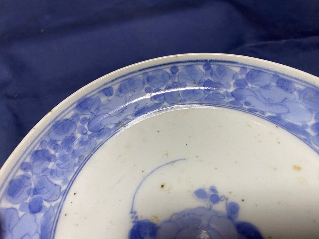 古伊万里　椿か梅　大明銘　中皿