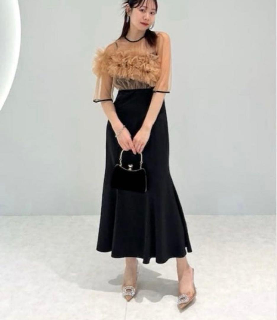 Leja ボリュームチュールパイピングフレアドレスワンピース M - メルカリ