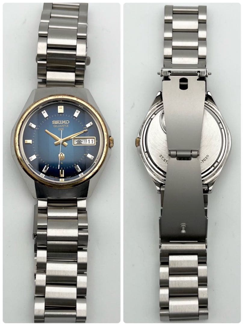 【稼働品】SEIKO カットガラス　クォーツ 腕時計 コンビ 3863-7020