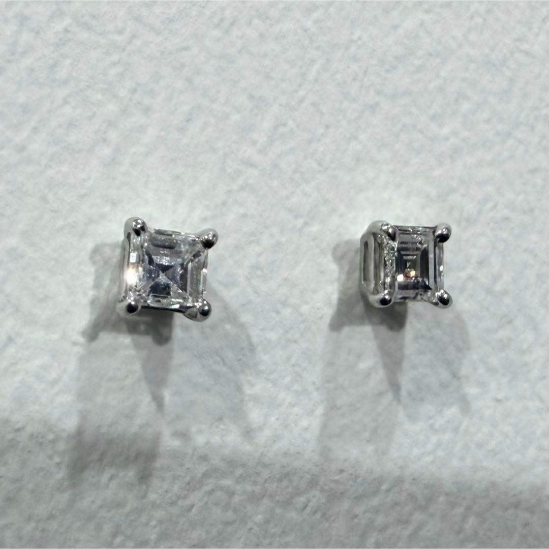 Pt900 0.4ct up カレカット スクエアカット ダイヤモンド ピアス