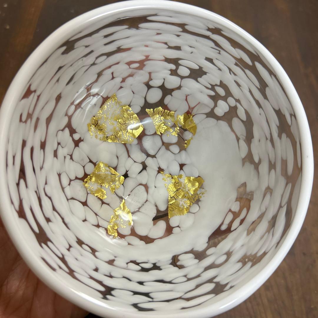 ガラス作家 石井康治 カップ＆ソーサー 金彩 工芸品 成川美術館展示品 手吹