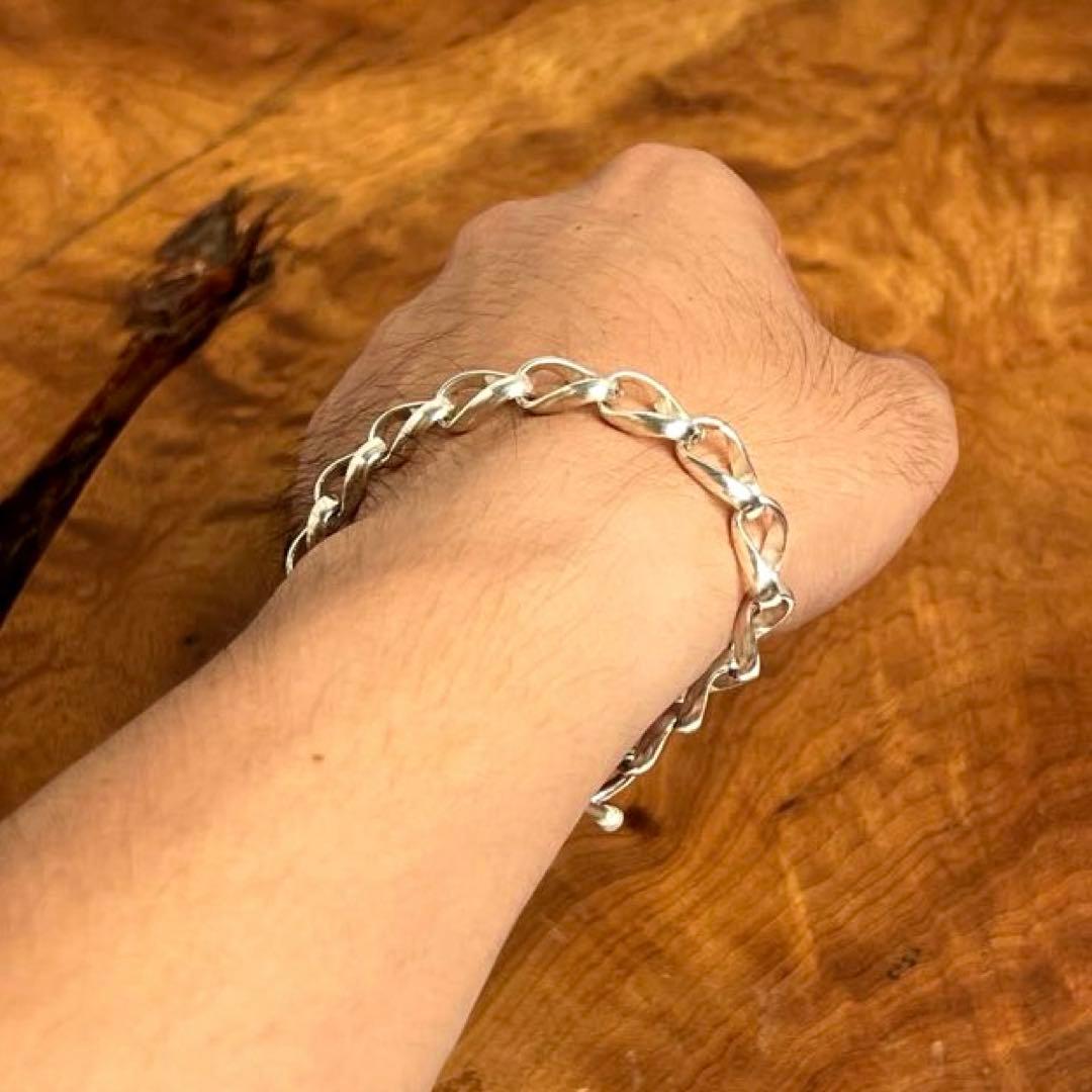 USヴィンテージ シルバー ウェーブリンク ブレスレット 925